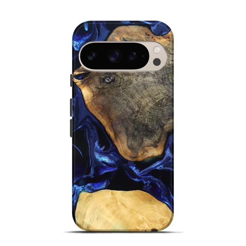 Pixel 9 Wood Live Edge Phone Case - Coretta (Blue, 829841)