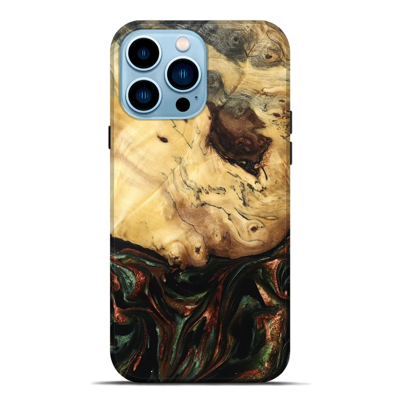 iPhone 14 Pro Max Wood Live Edge Phone Case - Aron (Green, 829840)