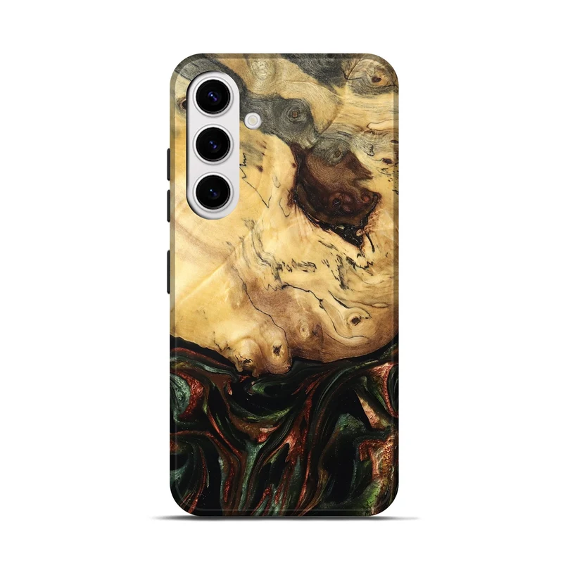 Galaxy S25 Wood Live Edge Phone Case - Aron (Green, 829840)