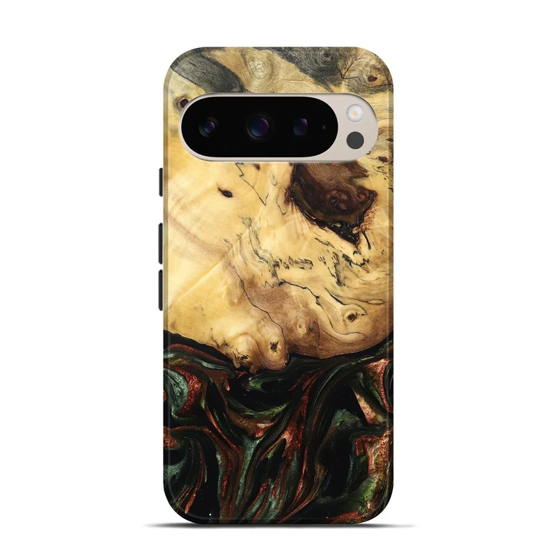Pixel 9 Wood Live Edge Phone Case - Aron (Green, 829840)