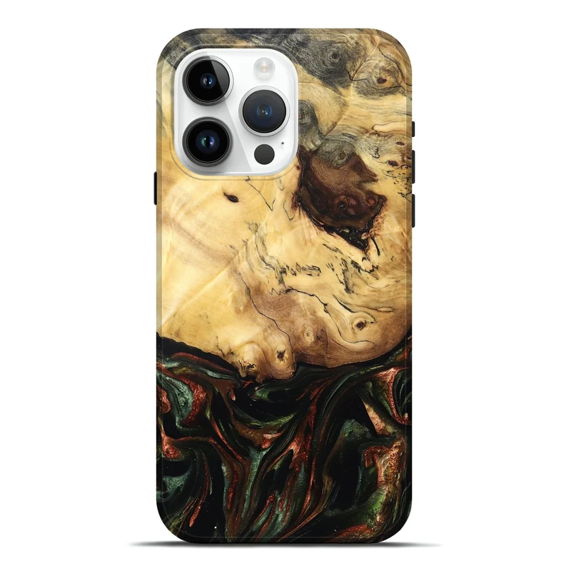 iPhone 15 Pro Max Wood Live Edge Phone Case - Aron (Green, 829840)