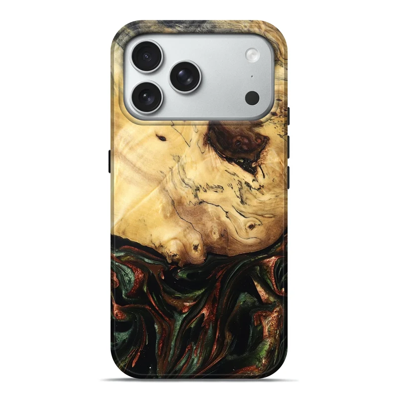 iPhone 18 Pro Max Wood Live Edge Phone Case - Aron (Green, 829840)