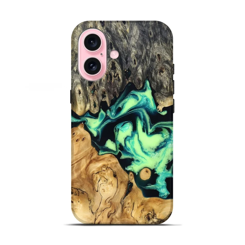 iPhone 17 Wood Live Edge Phone Case - Tony (Green, 829825)