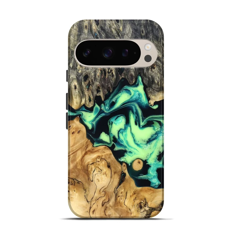 Pixel 9 Pro Wood Live Edge Phone Case - Tony (Green, 829825)