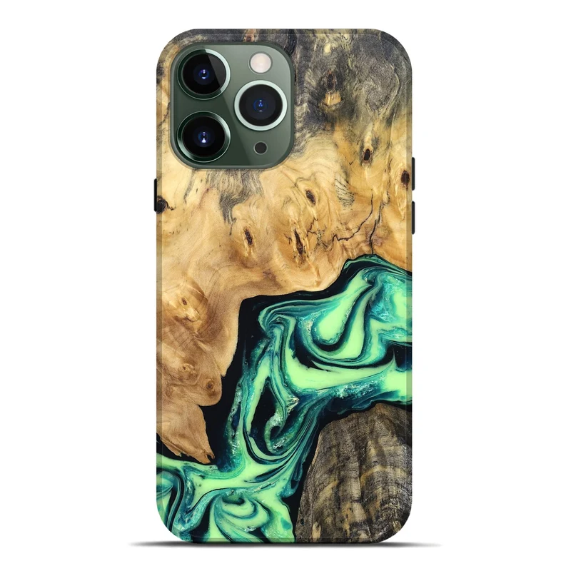 iPhone 13 Pro Max Wood Live Edge Phone Case - Mikael (Green, 829824)