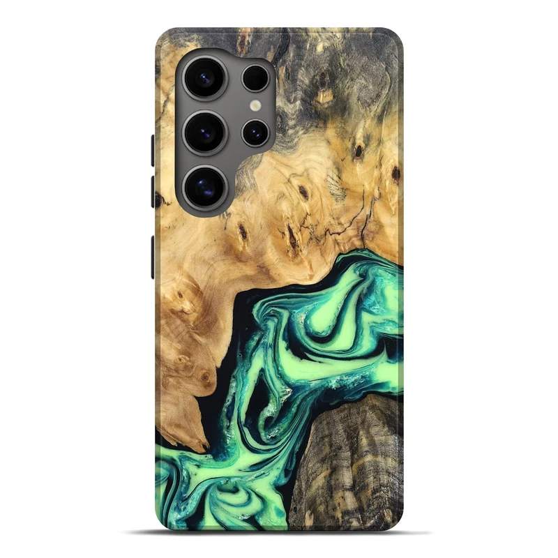 Galaxy S25 Ultra Wood Live Edge Phone Case - Mikael (Green, 829824)