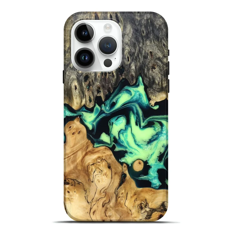iPhone 15 Pro Max Wood Live Edge Phone Case - Tony (Green, 829825)