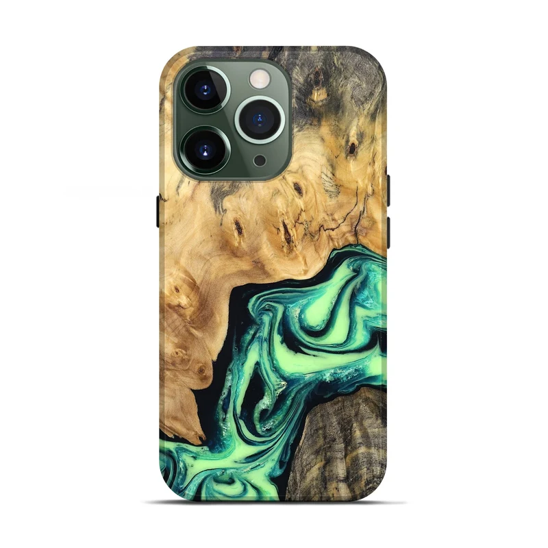 iPhone 13 Pro Wood Live Edge Phone Case - Mikael (Green, 829824)