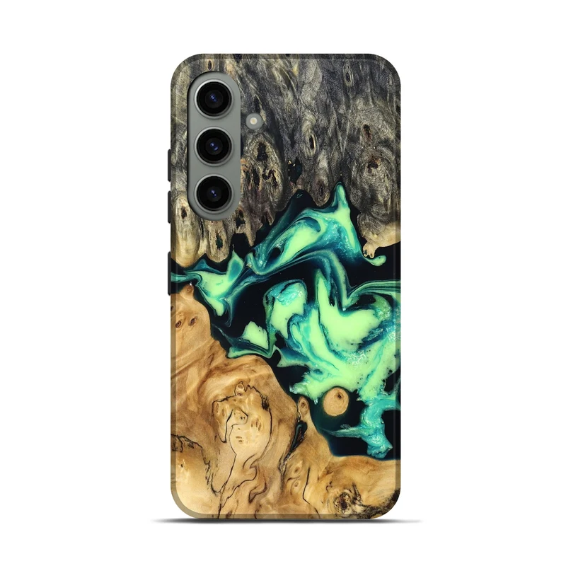 Galaxy S24 Wood Live Edge Phone Case - Tony (Green, 829825)