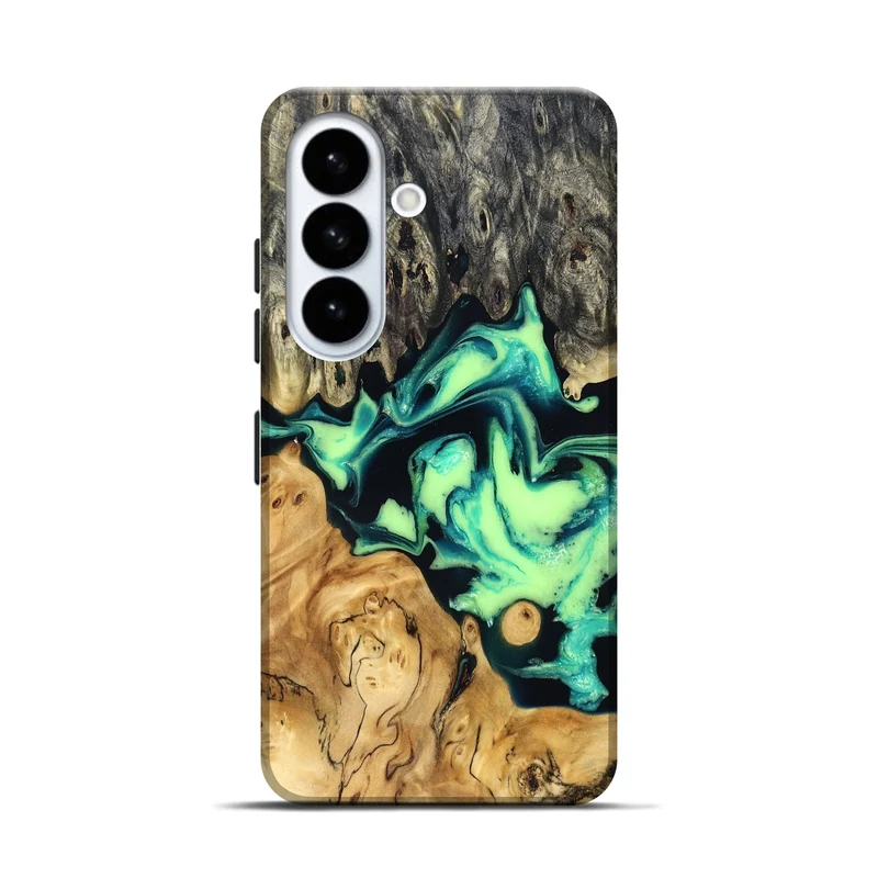 Galaxy S26 Wood Live Edge Phone Case - Tony (Green, 829825)