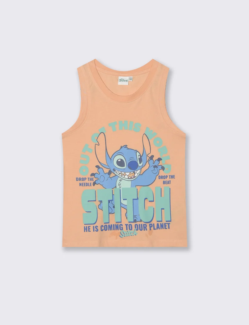 Canotta divertente con Super-Man e Stitch - Arancio