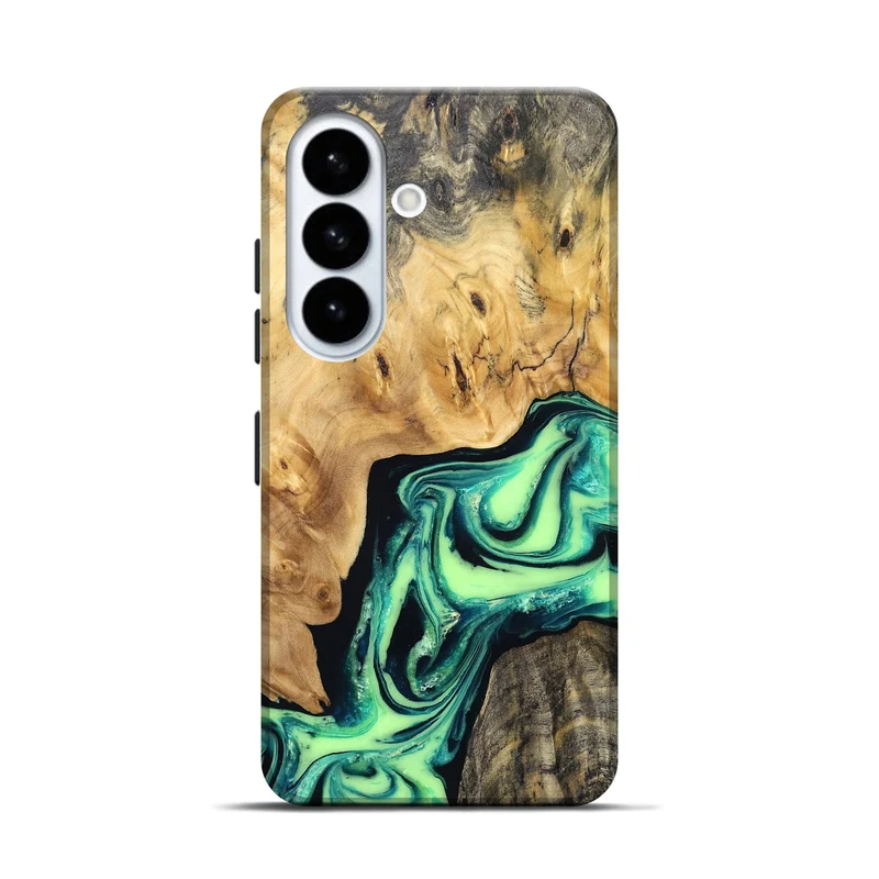 Galaxy S26 Wood Live Edge Phone Case - Mikael (Green, 829824)