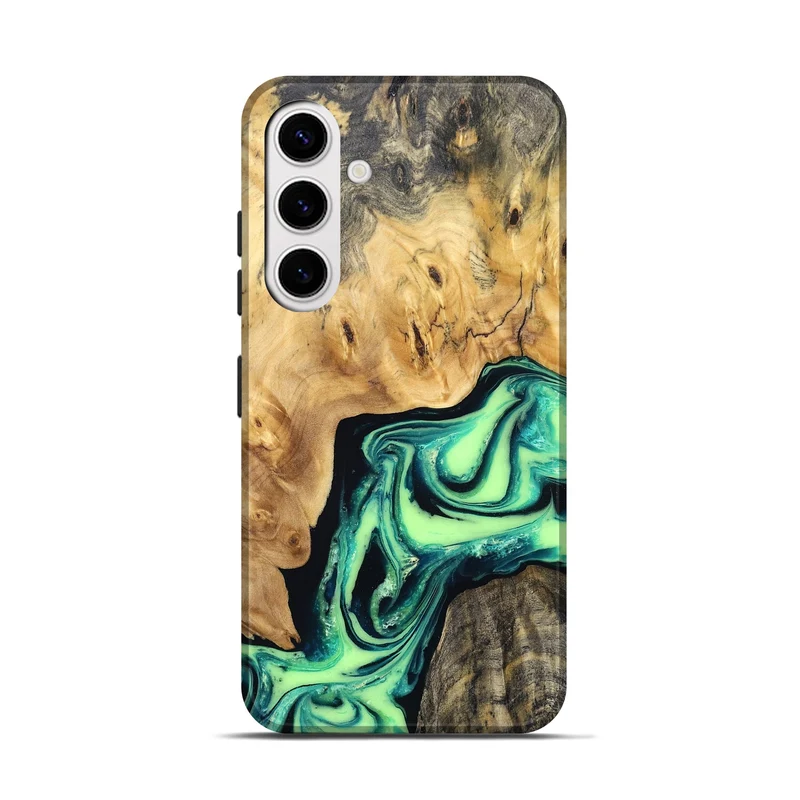 Galaxy S25 Wood Live Edge Phone Case - Mikael (Green, 829824)
