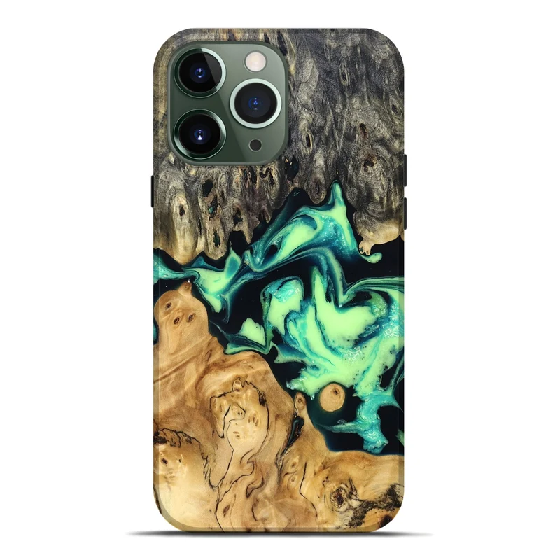 iPhone 13 Pro Max Wood Live Edge Phone Case - Tony (Green, 829825)