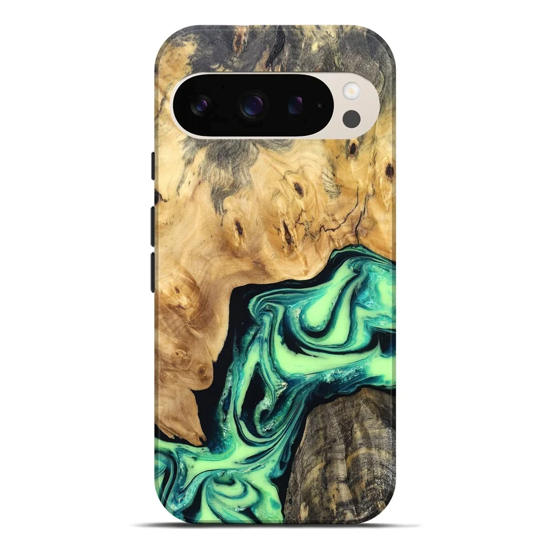 Pixel 10 Pro XL Wood Live Edge Phone Case - Mikael (Green, 829824)