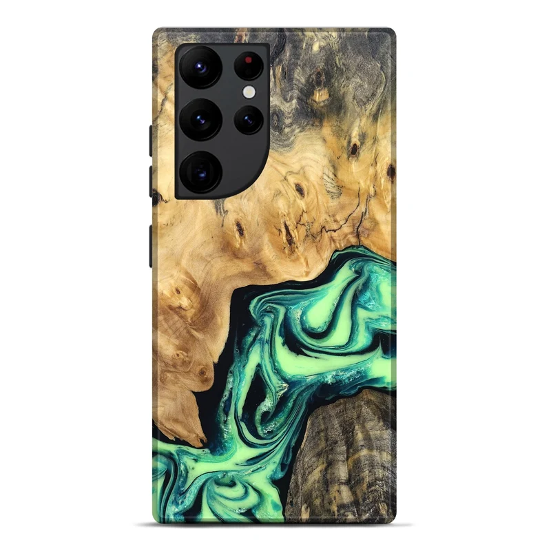 Galaxy S22 Ultra Wood Live Edge Phone Case - Mikael (Green, 829824)