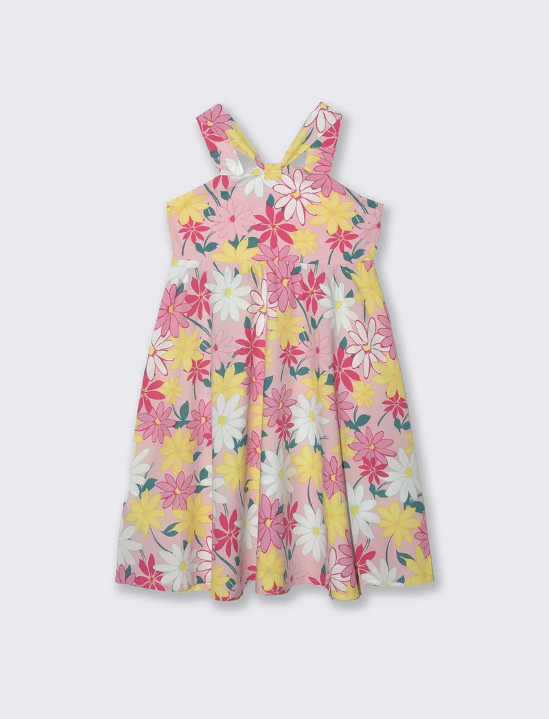 Abito con stampe e volant eleganti - Rosa