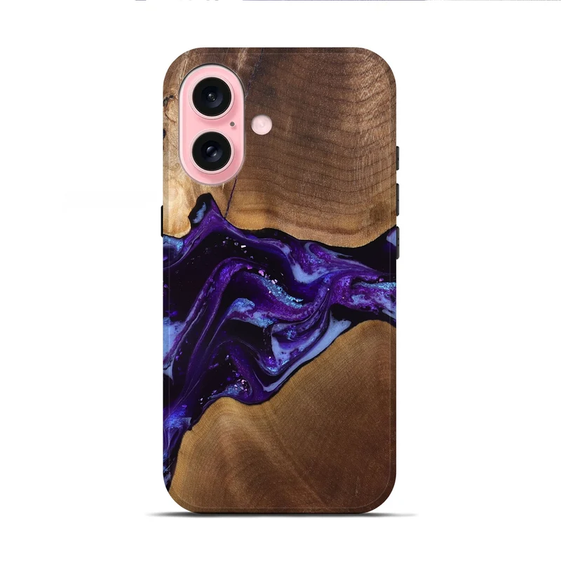 iPhone 16 Wood Live Edge Phone Case - Cierra (Purple, 829793)