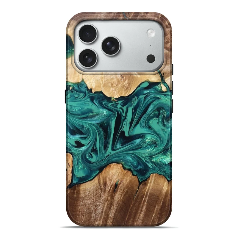 iPhone 18 Pro Max Wood Live Edge Phone Case - Nash (Green, 829790)