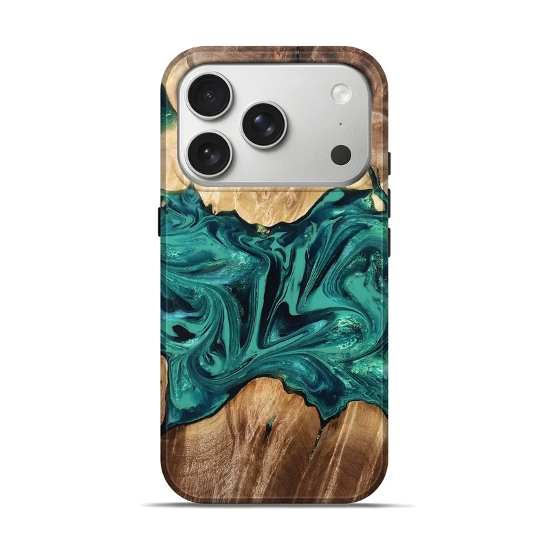 iPhone 17 Pro Wood Live Edge Phone Case - Nash (Green, 829790)