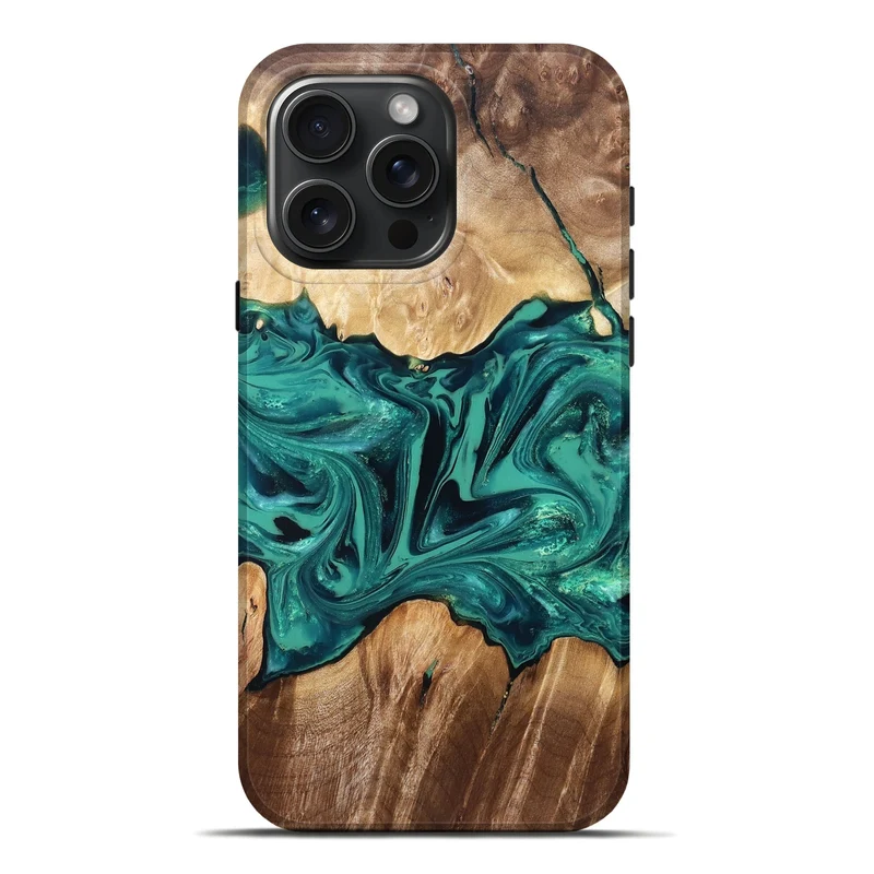iPhone 16 Pro Max Wood Live Edge Phone Case - Nash (Green, 829790)