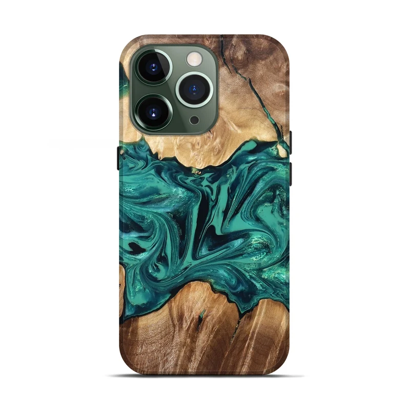 iPhone 13 Pro Wood Live Edge Phone Case - Nash (Green, 829790)