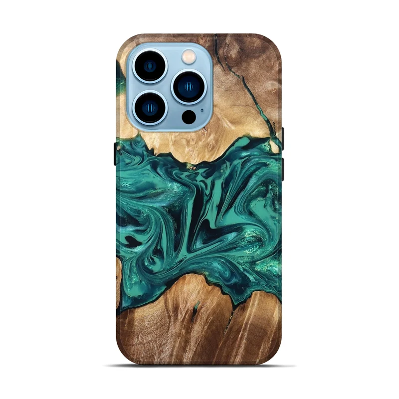 iPhone 14 Pro Wood Live Edge Phone Case - Nash (Green, 829790)
