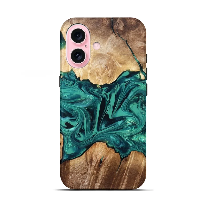 iPhone 17 Wood Live Edge Phone Case - Nash (Green, 829790)