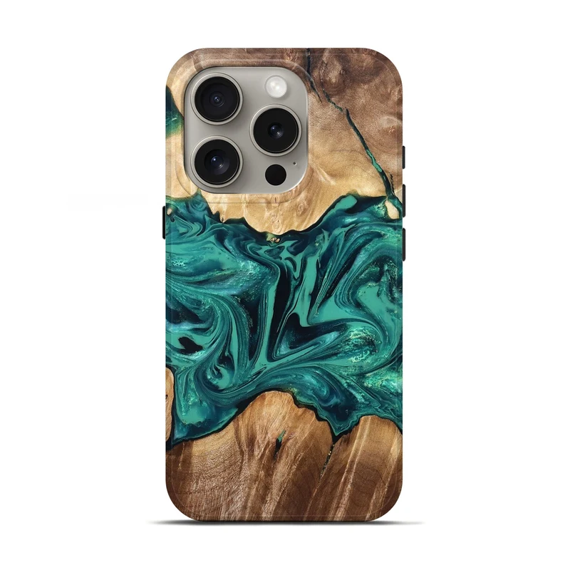 iPhone 16 Pro Wood Live Edge Phone Case - Nash (Green, 829790)