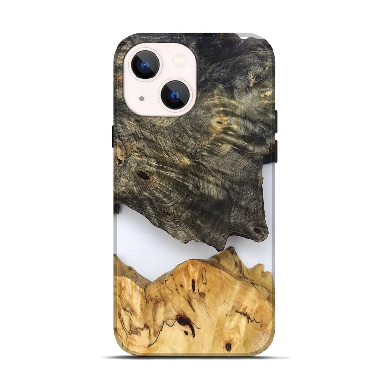 iPhone 14 Wood Live Edge Phone Case - Teena (Clear, 829822)