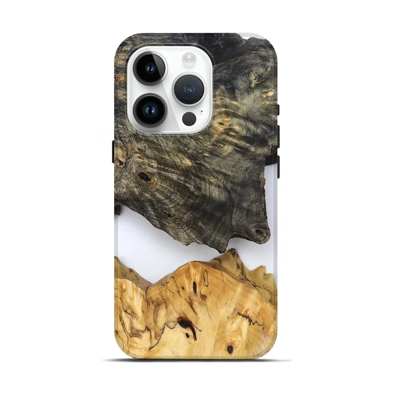 iPhone 15 Pro Wood Live Edge Phone Case - Teena (Clear, 829822)