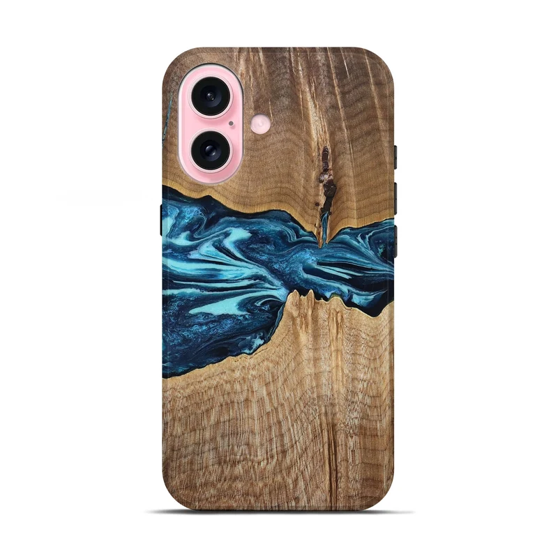 iPhone 17 Wood Live Edge Phone Case - Zackary (Blue, 829804)