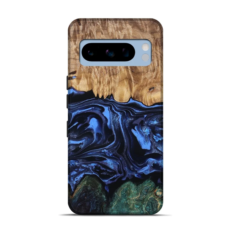 Pixel 8 Pro Wood Live Edge Phone Case - Shmuel (Blue, 829807)