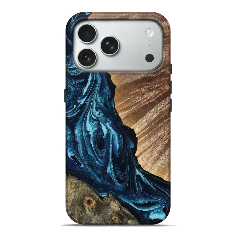 iPhone 18 Pro Max Wood Live Edge Phone Case - Venus (Blue, 829806)