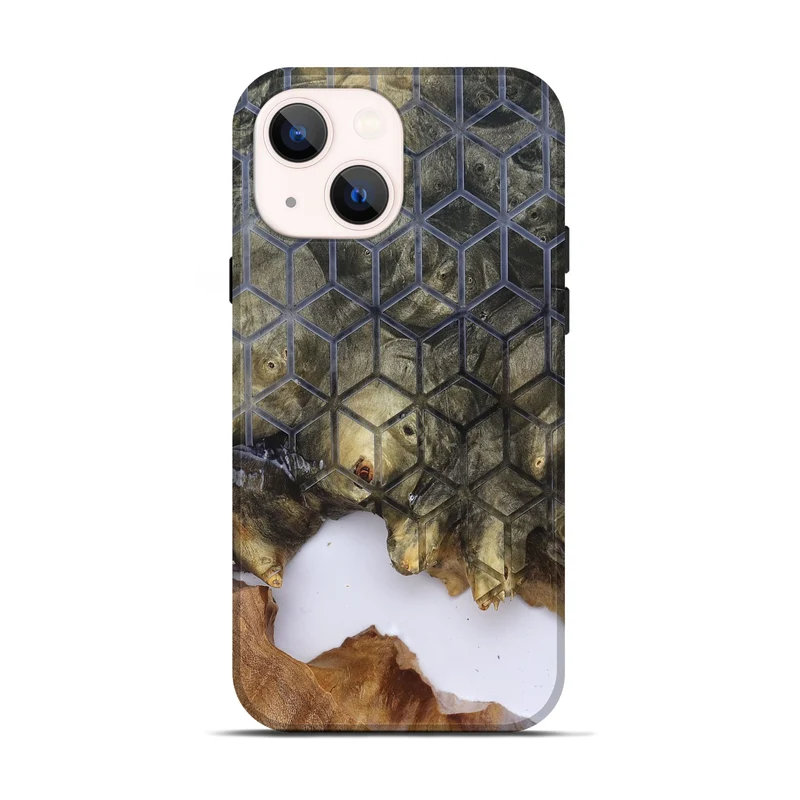 iPhone 14 Wood Live Edge Phone Case - Matteo (Clear, 829803)