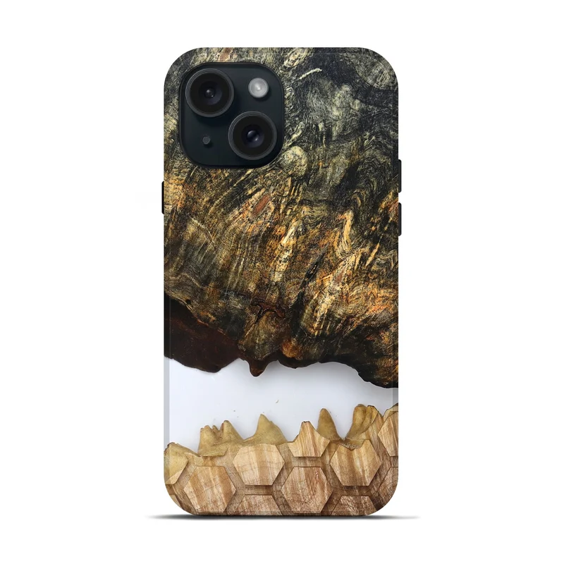 iPhone 15 Wood Live Edge Phone Case - Artis (Clear, 829808)
