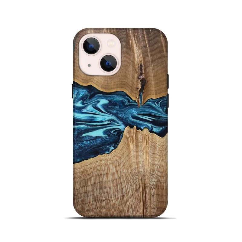 iPhone 13 mini Wood Live Edge Phone Case - Zackary (Blue, 829804)