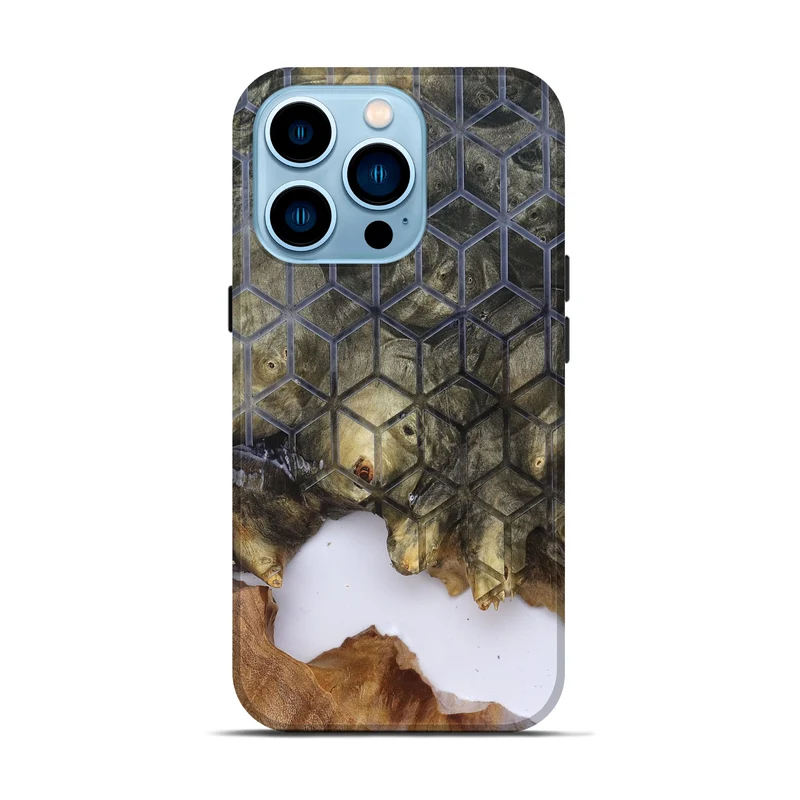 iPhone 14 Pro Wood Live Edge Phone Case - Matteo (Clear, 829803)