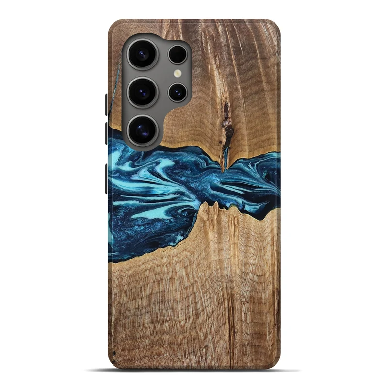 Galaxy S25 Ultra Wood Live Edge Phone Case - Zackary (Blue, 829804)