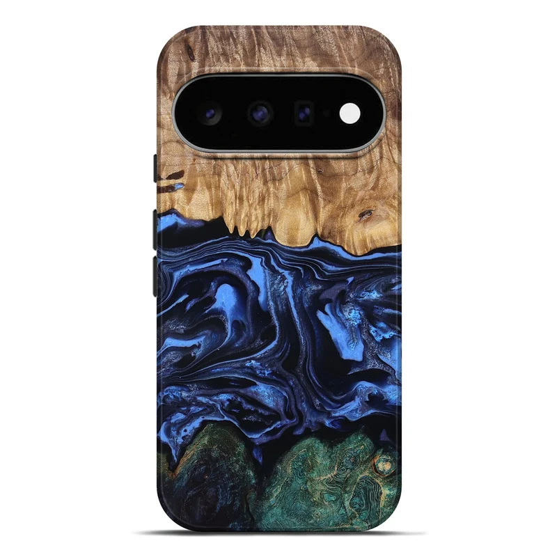 Pixel 11 Pro XL Wood Live Edge Phone Case - Shmuel (Blue, 829807)