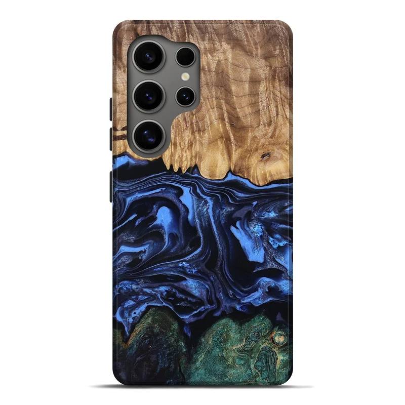 Galaxy S25 Ultra Wood Live Edge Phone Case - Shmuel (Blue, 829807)