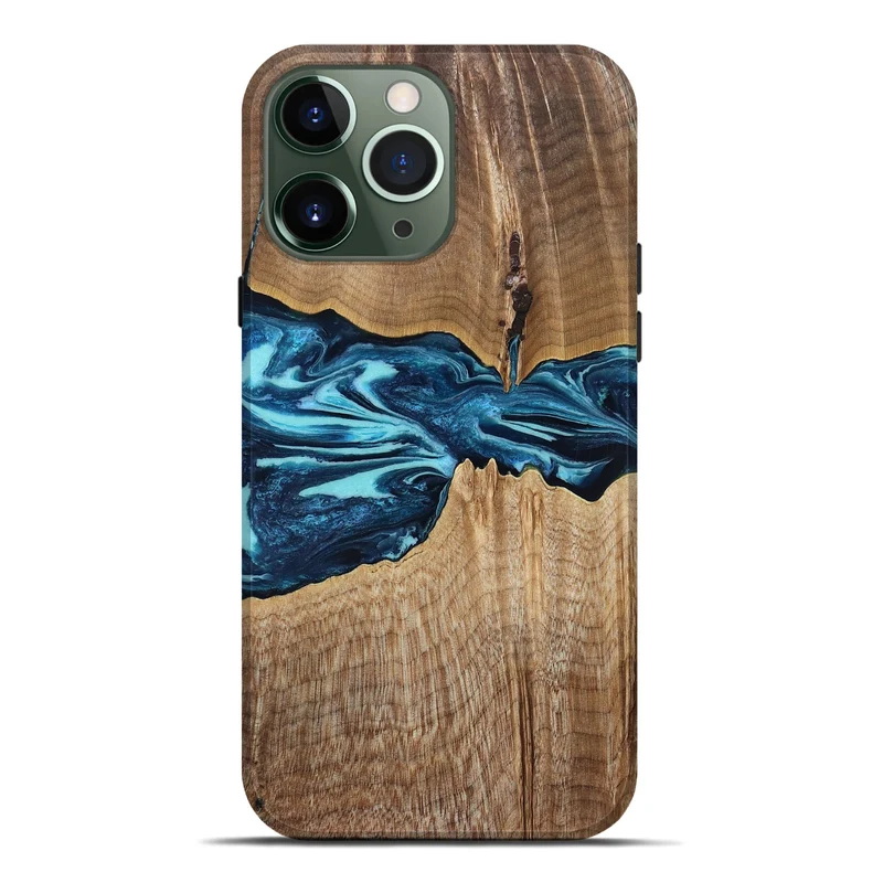 iPhone 13 Pro Max Wood Live Edge Phone Case - Zackary (Blue, 829804)