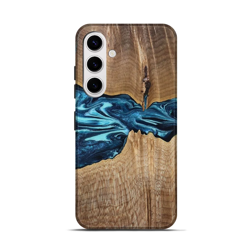 Galaxy S25 Wood Live Edge Phone Case - Zackary (Blue, 829804)