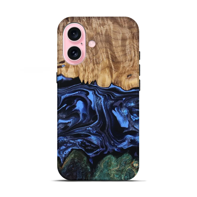 iPhone 17 Wood Live Edge Phone Case - Shmuel (Blue, 829807)