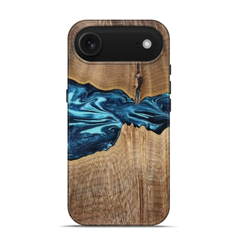 iPhone 17 Air Wood Live Edge Phone Case - Zackary (Blue, 829804)