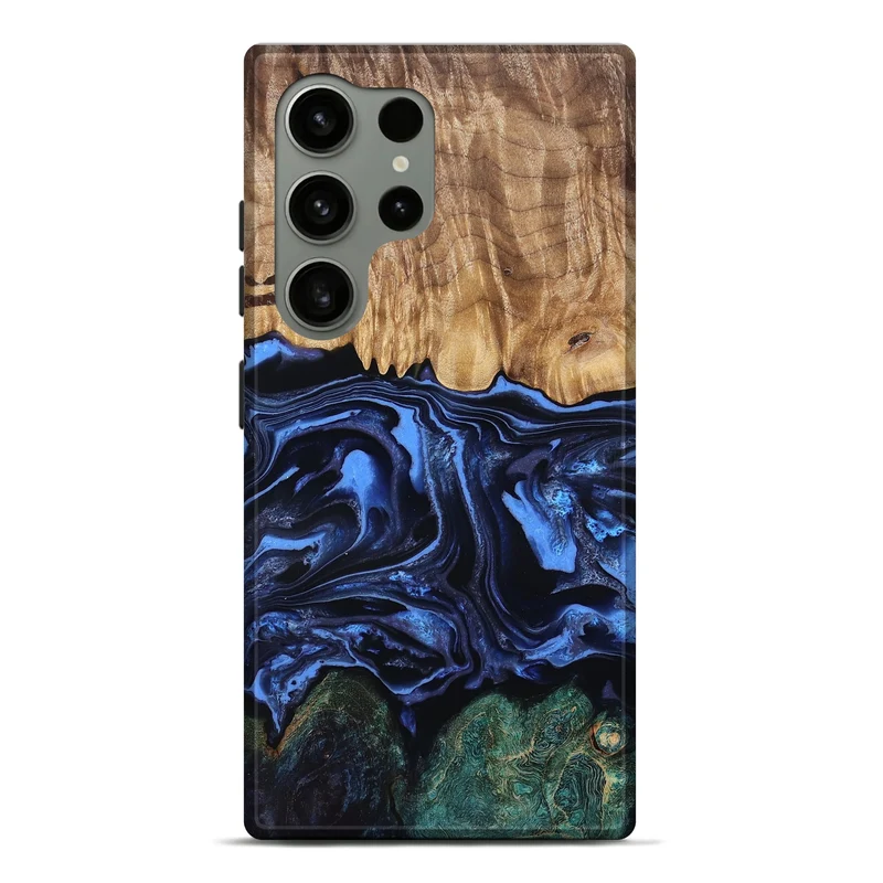 Galaxy S24 Ultra Wood Live Edge Phone Case - Shmuel (Blue, 829807)