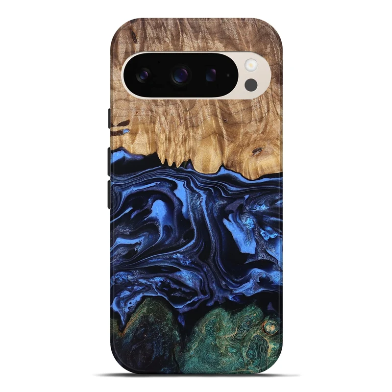 Pixel 9 Pro XL Wood Live Edge Phone Case - Shmuel (Blue, 829807)