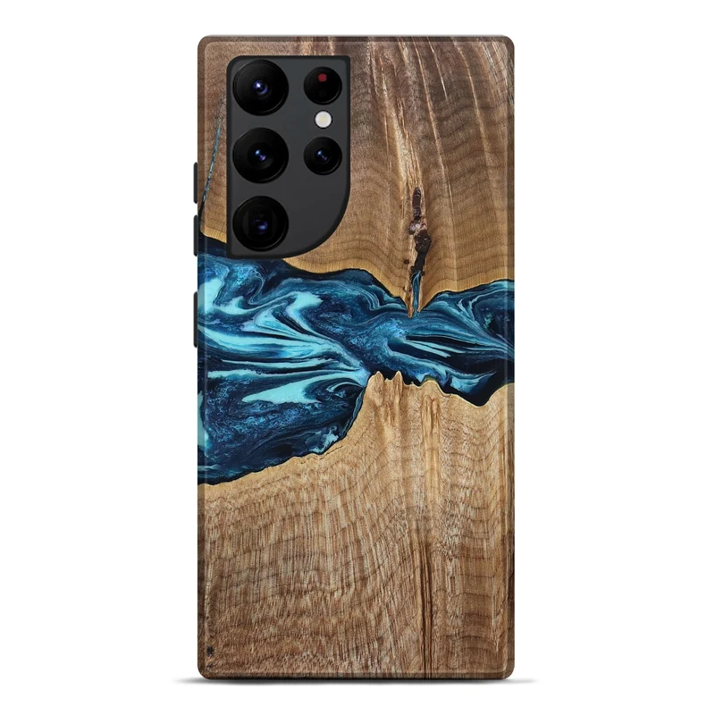 Galaxy S22 Ultra Wood Live Edge Phone Case - Zackary (Blue, 829804)