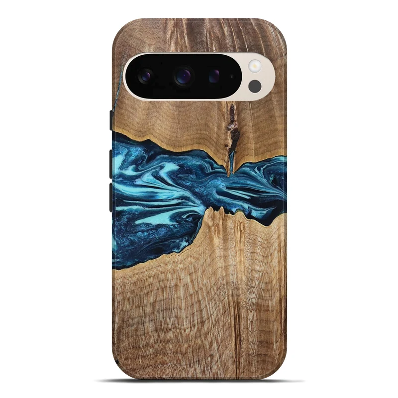 Pixel 10 Pro XL Wood Live Edge Phone Case - Zackary (Blue, 829804)