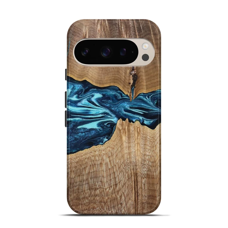 Pixel 9 Pro Wood Live Edge Phone Case - Zackary (Blue, 829804)